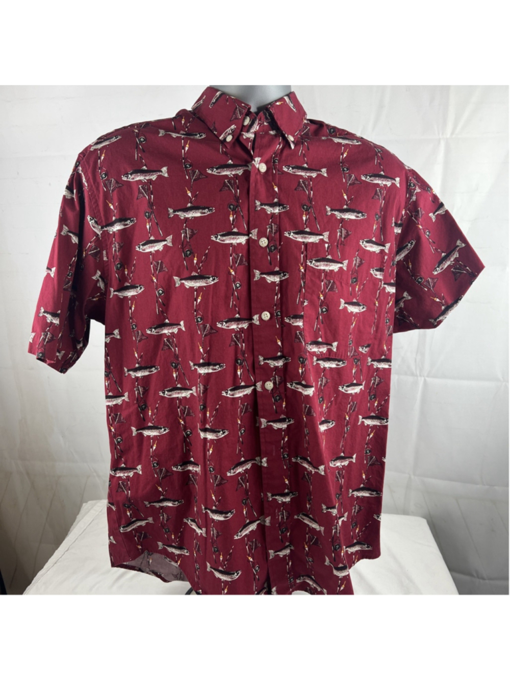 Men’s Natural Issue Fish Theme Button Down Shirt Size
